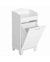 Bathroom Hamper Wood Laundry Tilt Out Basket Storage Bench Furniture cabinet