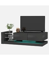 Tv Console With Storage Cabinets, 16 4 Modes Changing Lights Remote Rgb Led Tv Stand