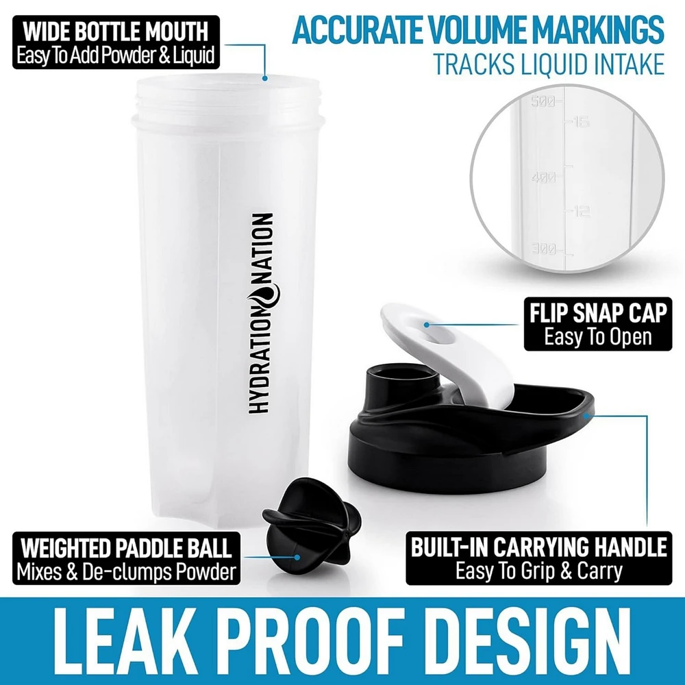 Zulay Kitchen Protein Shaker Bottle 28oz - Shaker Bottles For Protein Mixes With Paddle Shaker Ball