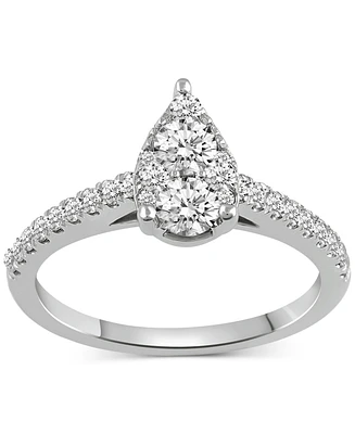Diamond Pear-Shaped Cluster Engagement Ring (3/4 ct. t.w.) in 14k White Gold