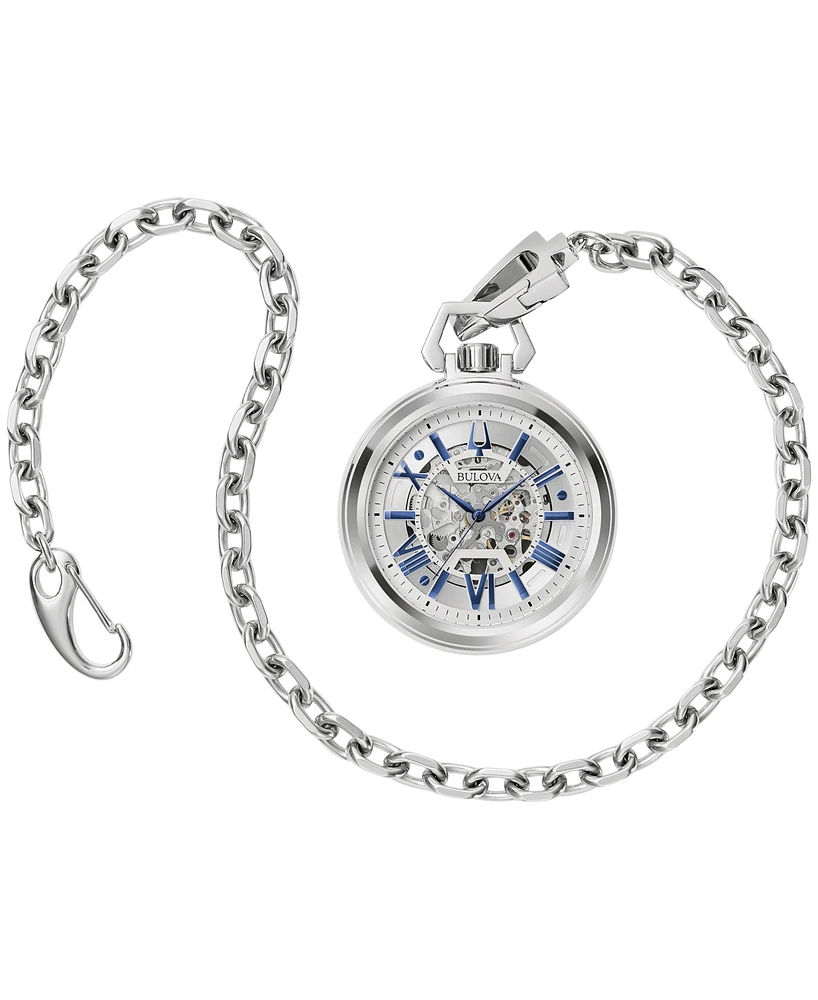 Bulova Men's Automatic Classic Sutton Stainless Steel Chain Pocket Watch 50mm