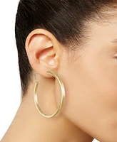 Textured C-Hoop Earrings 14k Gold Vermeil over Sterling Silver, 2-1/4" (Also Silver)