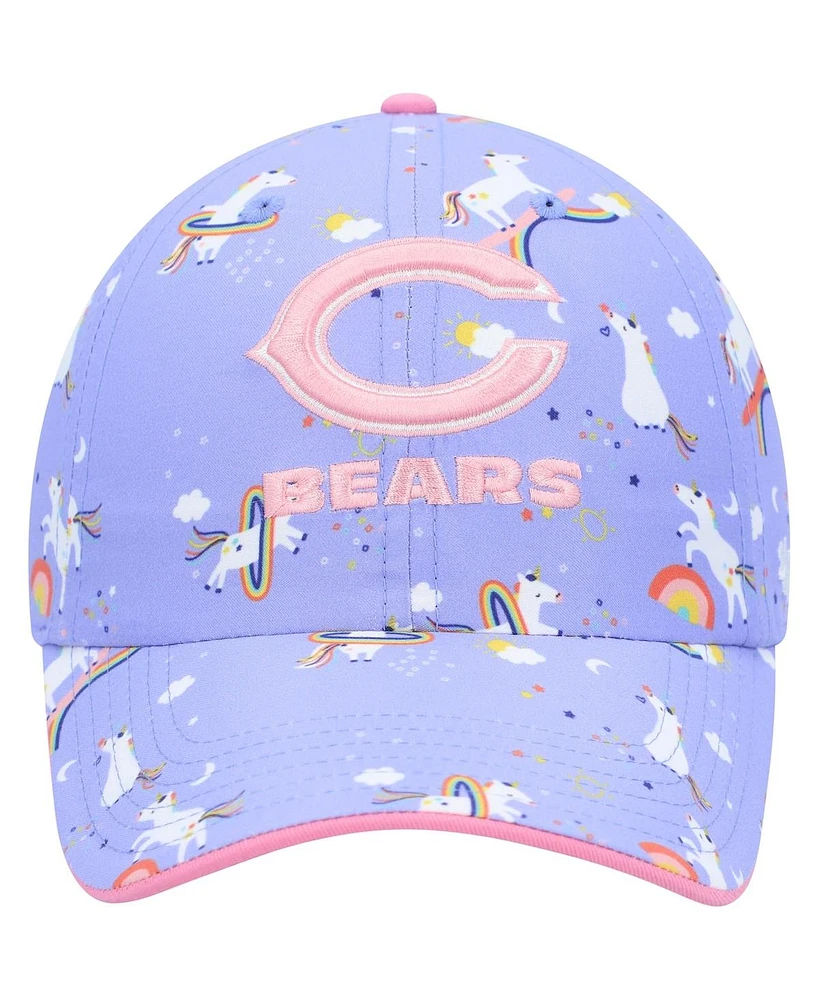 Girls Preschool '47 Brand Purple Chicago Bears Unicorn Clean Up Adjustable Hat