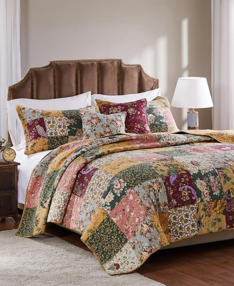 Greenland Home Fashions Antique Chic Cotton Authentic Patchwork 5 Piece Quilt Set