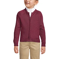 Lands' End Girls School Uniform Cotton Modal Zip Front Cardigan Sweater