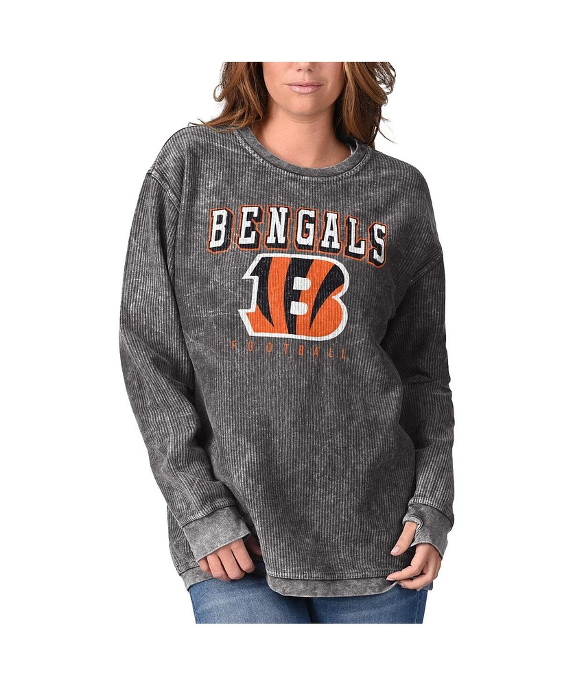 Women's G-iii 4Her by Carl Banks Black Cincinnati Bengals Comfy Cord Pullover Sweatshirt