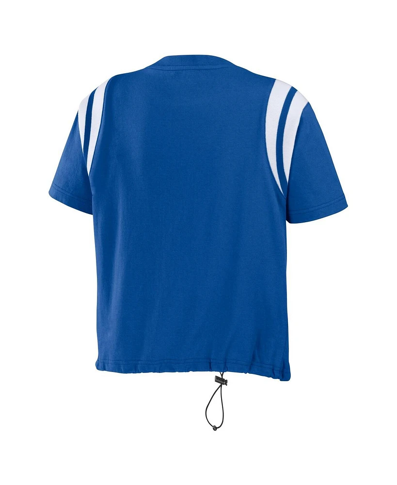 Women's Wear by Erin Andrews Royal Los Angeles Dodgers Cinched Colorblock T-shirt