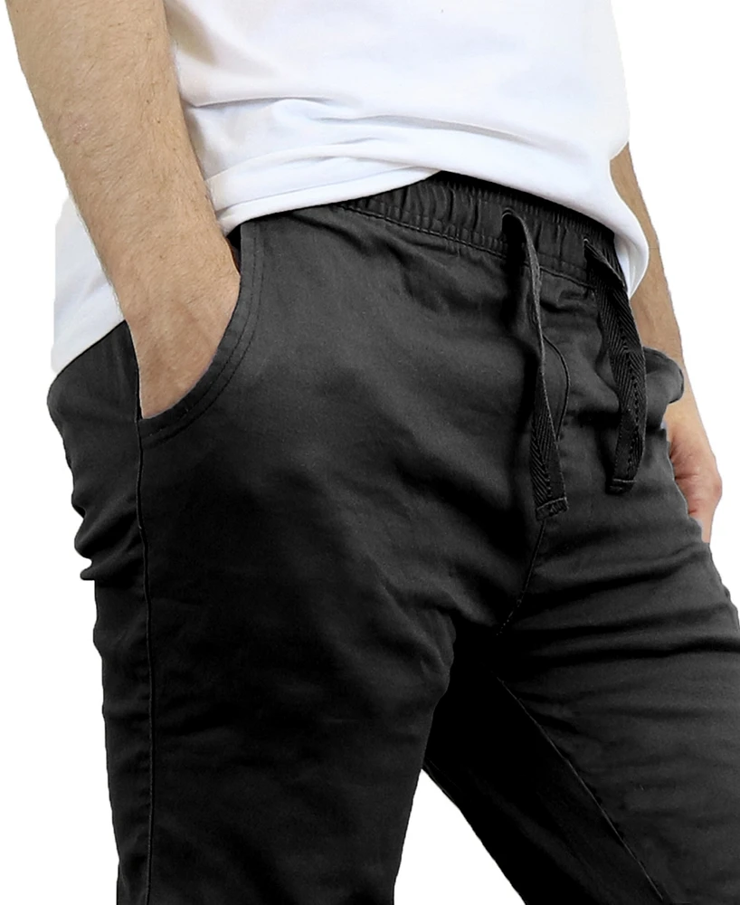Galaxy By Harvic Men's Slim Fit Basic Stretch Twill Joggers, Pack of 3