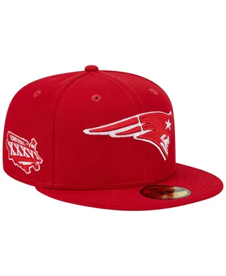Men's New Era Scarlet New England Patriots Super Bowl Xxxvi Main Patch 59FIFTY Fitted Hat