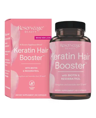 Reserveage, Keratin Hair Booster, Hair and Nails Supplement, Supports Healthy Thickness and Shine with Biotin, 60 Capsules (30 Servings)