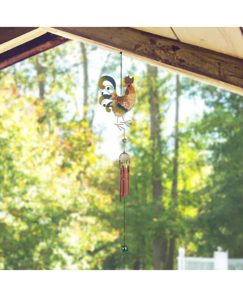 31" Long Rooster Copper and Gem Wind Chime