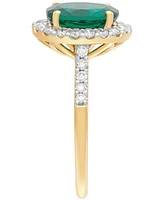 Grown With Love Lab Grown Emerald (2-5/8 ct. t.w.) & Lab Grown Diamond (1/2 ct. t.w.) Oval Halo Ring in 14k Gold