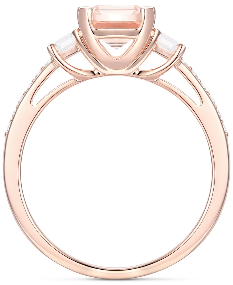 Lab-Grown Morganite (1-3/8 ct. t.w.) & White Sapphire (1/3 Three Stone Ring 14k Rose Gold-Plated Sterling Silver (Also Addit