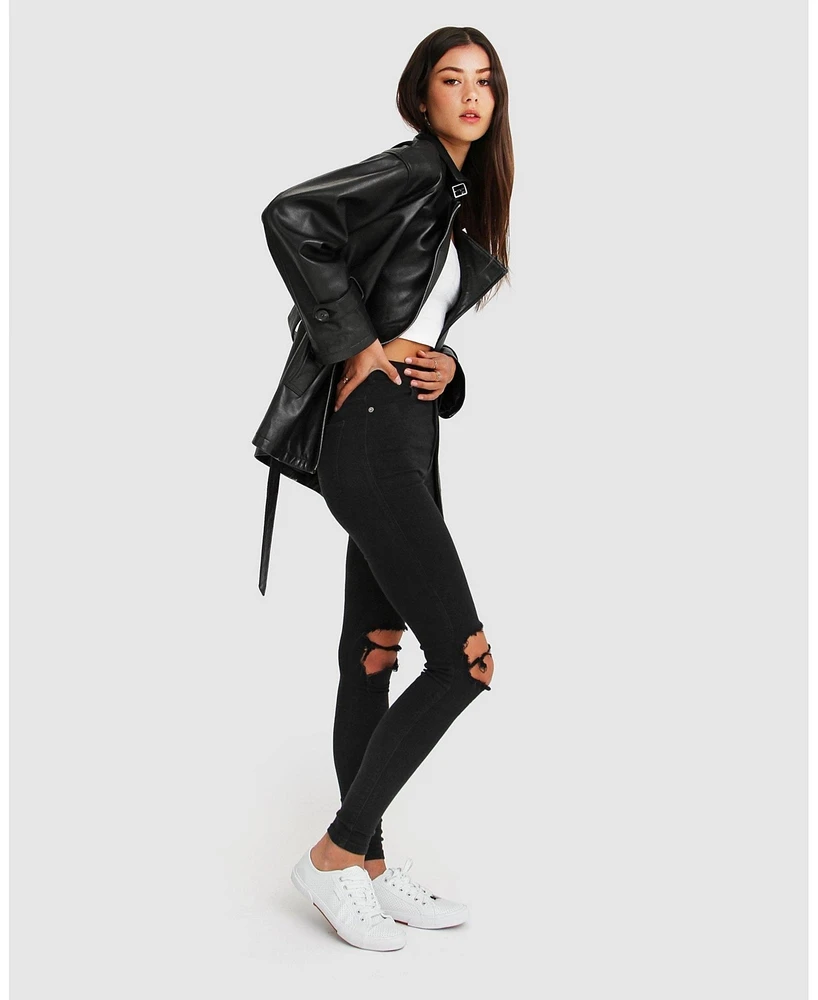 Belle & Bloom Women's Bff Belted Leather Jacket