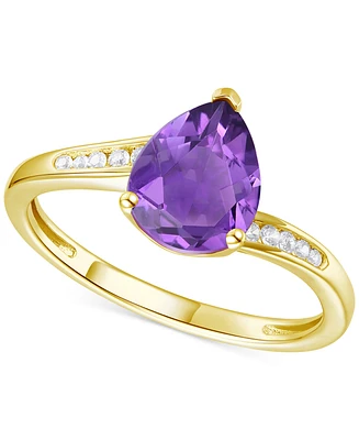 Amethyst (1-1/3 ct. t.w.) & Lab-Grown White Sapphire (1/10 Pear Swirl Ring 14k Gold-Plated Sterling Silver (Also Additional Gemstones)