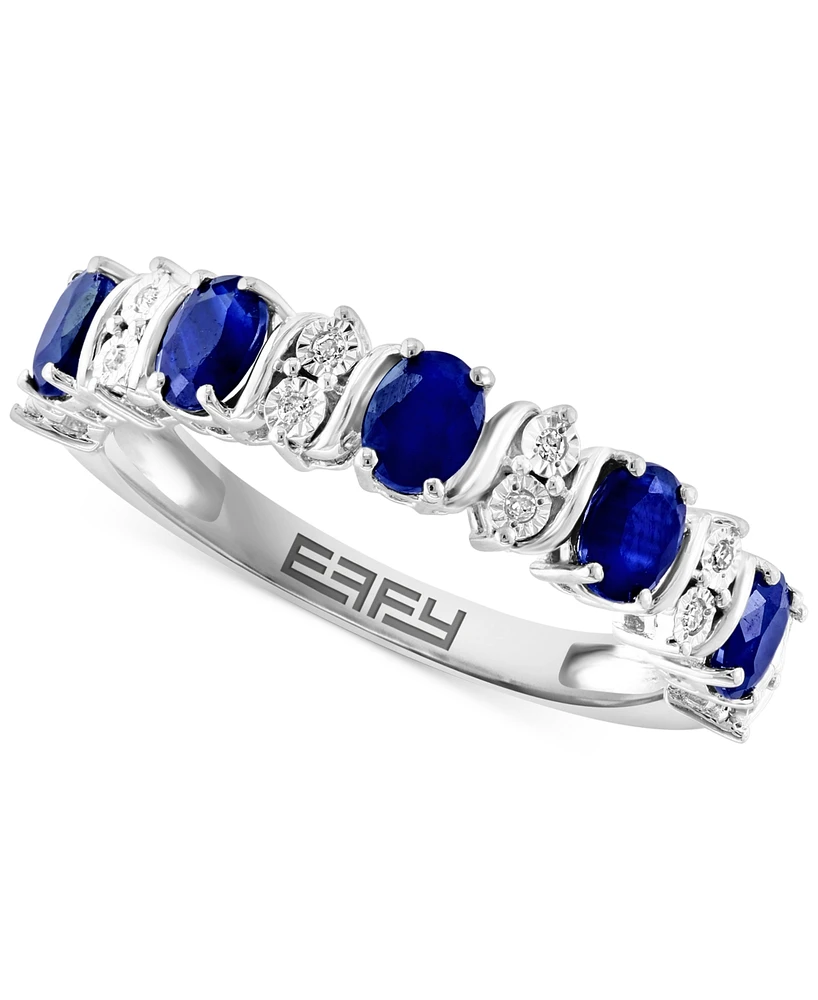 Effy Emerald (1-1/20 ct. t.w.) & Diamond (1/20 Ring Sterling Silver (Also Ruby Sapphire)