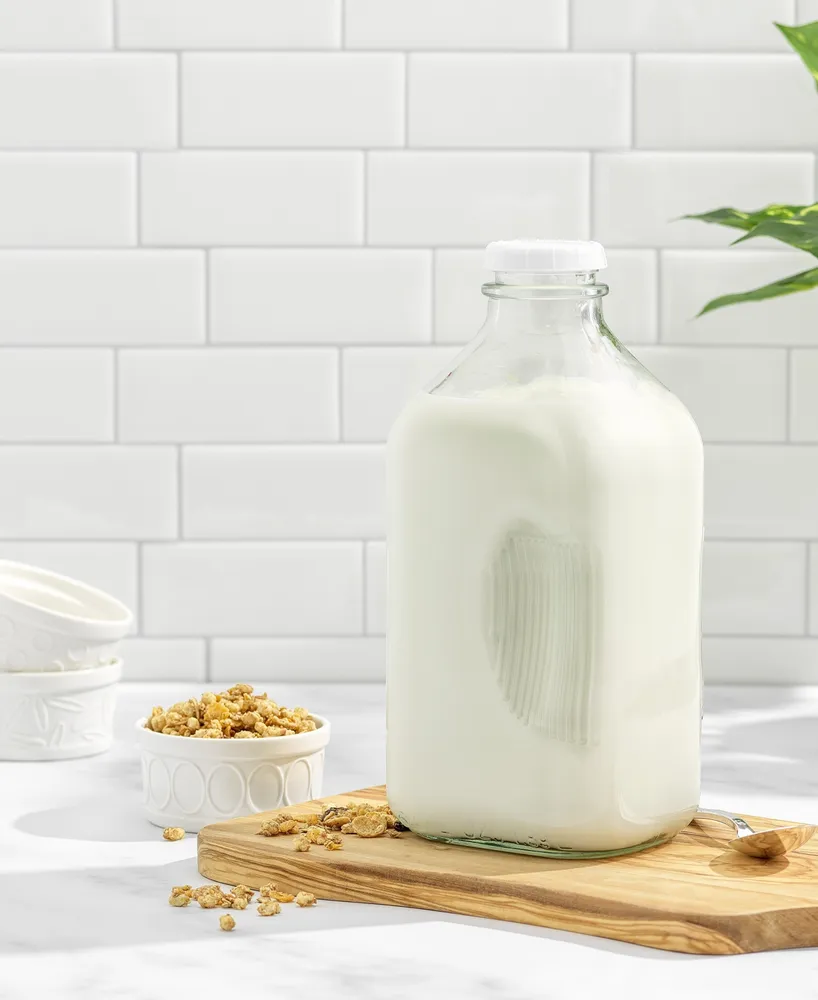 JoyJolt Glass Milk Bottles with Lids 64 oz