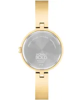 Movado Women's Bold Bangles Swiss Quartz Ionic Plated Light Gold-Tone 2 Steel Watch 28mm