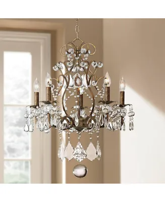 Vienna Full Spectrum Jolie Bronze Small Chandelier Lighting 19 1/2" Wide French Country Crystal Beaded 5-Light Fixture for Dining Room House Foyer Ent