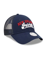 Women's New Era Navy New England Patriots Team Trucker 9FORTY Snapback Hat