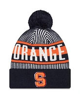 Men's New Era Navy Syracuse Orange Logo Striped Cuff Knit Hat with Pom