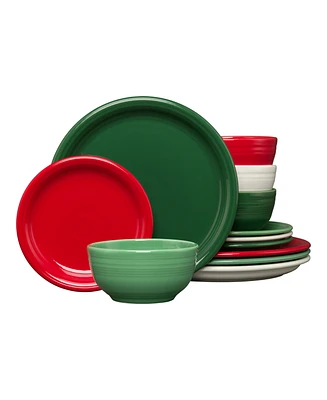 Fiesta Mixed Holiday Bistro Coupe 12 Pc. Dinnerware Set, Service For 4