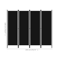 vidaXL 4-Panel Room Divider Black 78.7"x70.9"