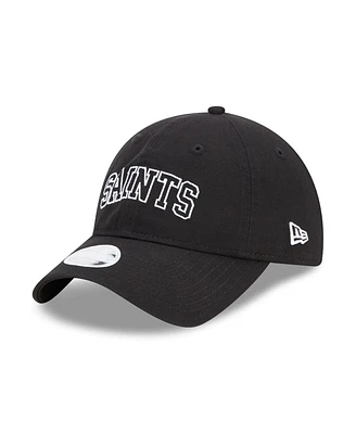 Women's New Era Black New Orleans Saints Collegiate 9TWENTY Adjustable Hat