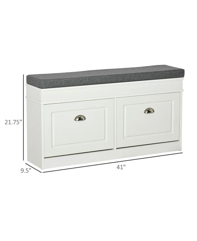 Homcom Shoe Bench, Storage Organizer W/ 2 Drawers, Holds 8 Pairs,