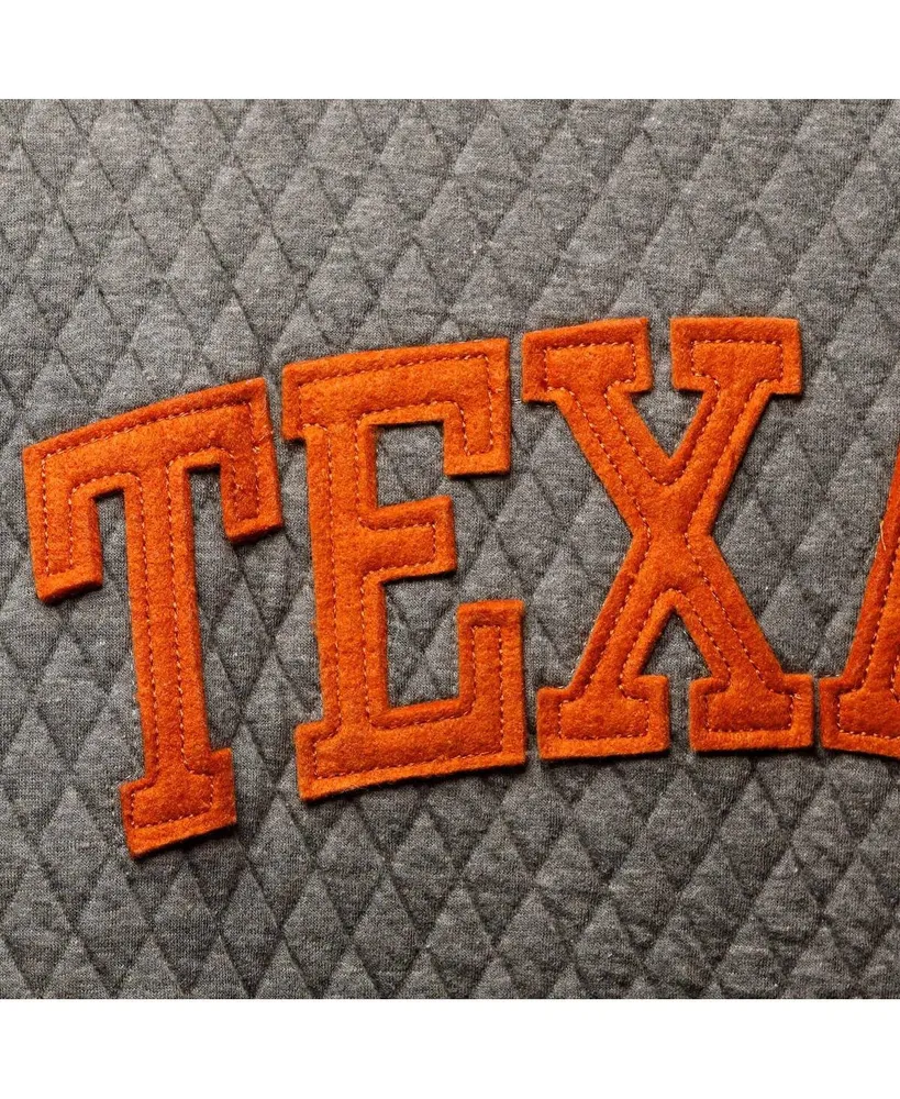 Women's Pressbox Heather Charcoal Texas Longhorns Moose Quilted Pullover Sweatshirt