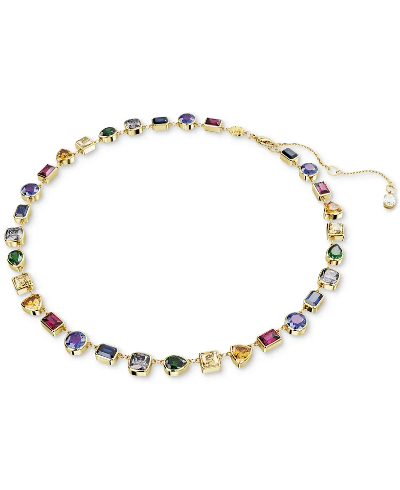 Swarovski Gold-Tone Stilla Multicolor Crystal All Around Necklace, 15" + 2-3/4" extender