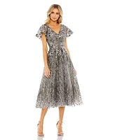 Mac Duggal Women's Embellished Butterfly Fit And Flare Dress
