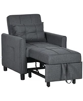 Homcom 3-in-1 Convertible Chair Bed with Adjustable Backrest,