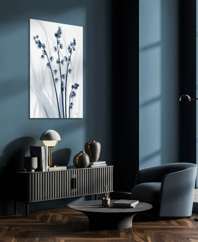 Empire Art Direct "Radiant Blues 1" Frameless Free Floating Tempered Glass Panel Graphic Wall Art, 48" x 32" x 0.2"