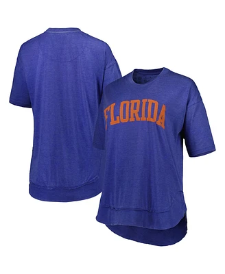 Women's Pressbox Royal Distressed Florida Gators Arch Poncho T-shirt