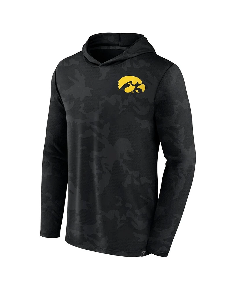 Men's Fanatics Black Iowa Hawkeyes Camo Hoodie Long Sleeve T-shirt