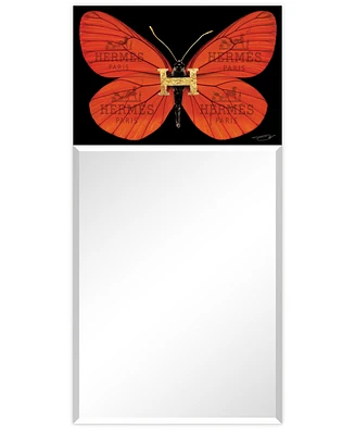 Empire Art Direct "Designer Butterfly" Rectangular Beveled Mirror on Free Floating Printed Tempered Art Glass, 48" x 24" x 0.4"