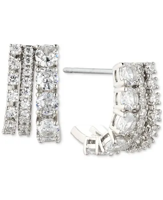Eliot Danori Silver-Tone Cubic Zirconia Small J-Hoop Earrings, Created for Macy's