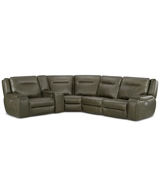 Closeout! Hansley 5-Pc. Zero Gravity Leather Sectional with 2 Power Recliners, Created for Macy's