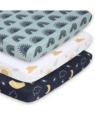 The Peanutshell Pack n Play, Mini Crib, Portable Crib or Fitted Playard Sheets for Baby Boy or Girl, Day and Night 3 Pack Set