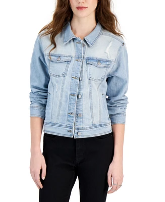 Tinseltown Juniors' Long-Sleeve Denim Trucker Jacket