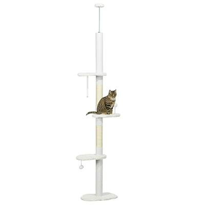 PawHut 8.4' Floor to Ceiling Cat Tree, Adjustable Height,