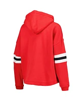 Women's Pressbox Scarlet Distressed Nebraska Huskers Super Pennant Pullover Hoodie