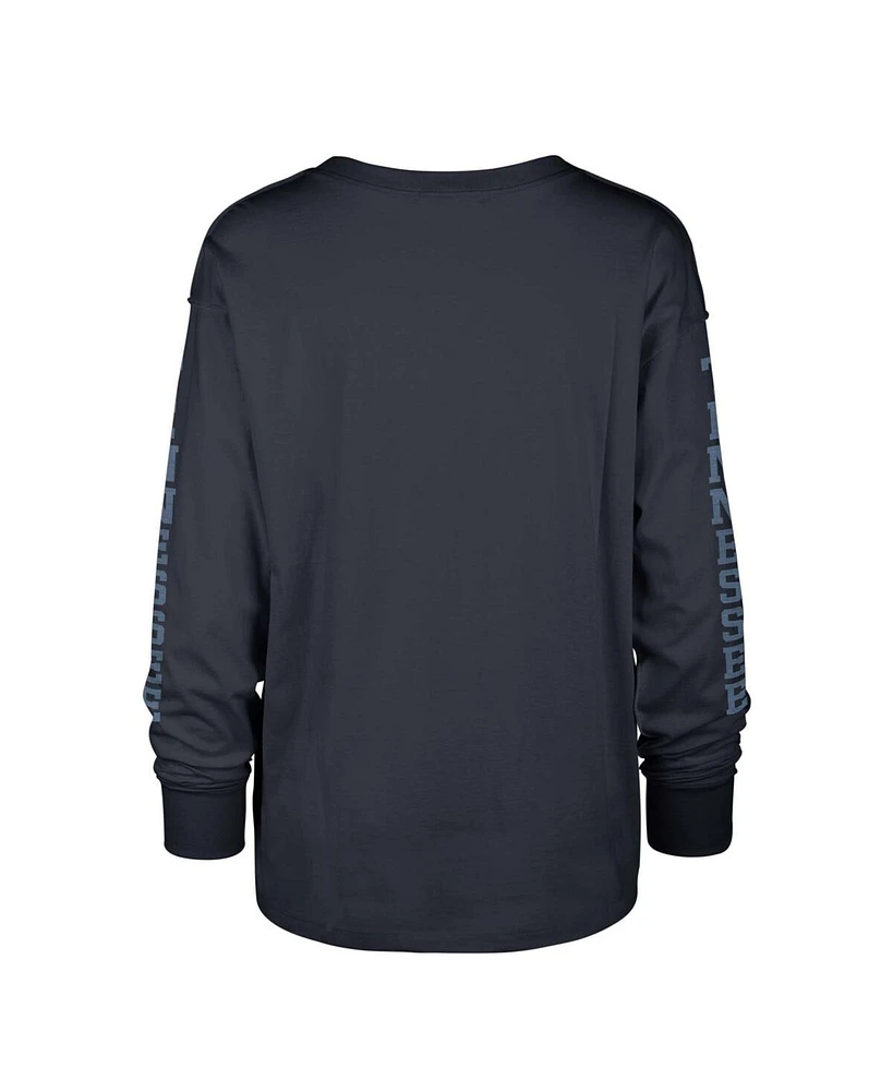 Women's '47 Brand Navy Distressed Tennessee Titans Tom Cat Long Sleeve T-shirt