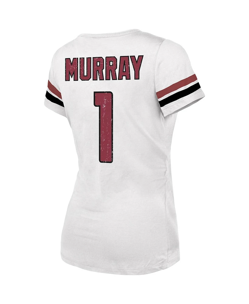 Women's Fanatics Kyler Murray White Distressed Arizona Cardinals Fashion Player Name and Number V-Neck T-shirt