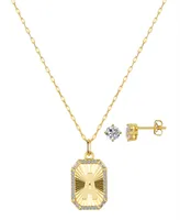 Unwritten Cubic Zirconia Initial Pendant Necklace and Stud Earring Set