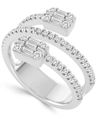 Diamond Round & Baguette Coil Ring (1/2 ct. t.w.) in 14k White Gold