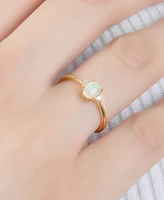 Simulated Opal (4x6mm) & Cubic Zirconia Ring 18k Gold-Plated Sterling Silver, Created for Macy's