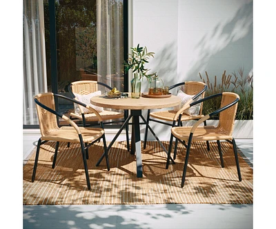 Pack Rattan Indoor-Outdoor Restaurant Stack Chair With Curved Back