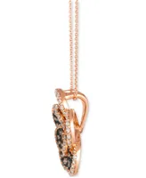 Le Vian Chocolate Diamond & Nude Diamond Flower Adjustable 20" Pendant Necklace (2-1/3 ct. t.w.) in 14k Rose Gold
